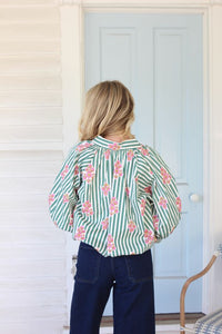 Striped Floral Bubble Top