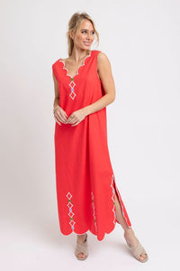 Scallop Embroidered Maxi Dress