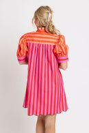 Striped Contrast Scallop Dress