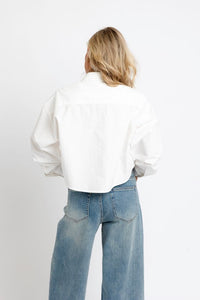Cropped White Button-Down