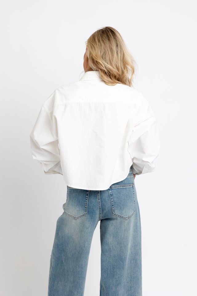 Cropped White Button-Down