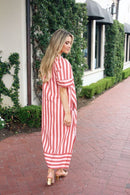 Striped V-Neck Maxi Dress