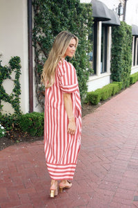 Striped V-Neck Maxi Dress
