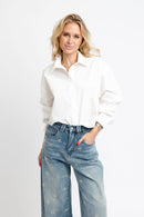Cropped White Button-Down