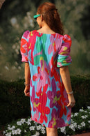 Pleated Floral Mini Dress