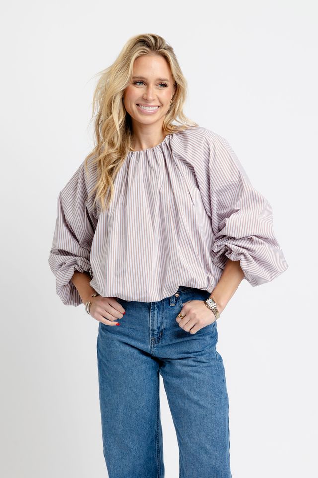 Menswear Striped Bubble Blouse