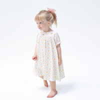 Pretty Pumpkin Trellis Puff Sleeve Bishop Dress and Bloomer